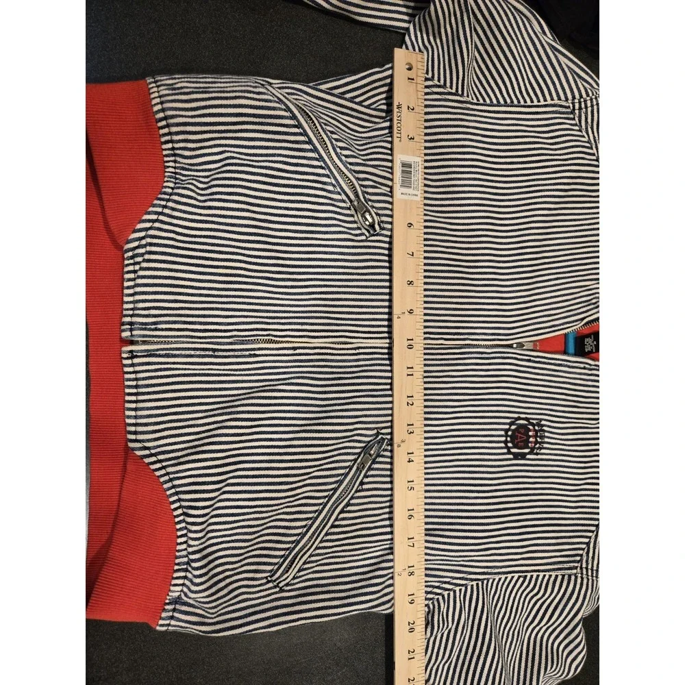 Vintage 90s Perry Ellis America Bomber Jacket M Striped Cotton Hong Kong